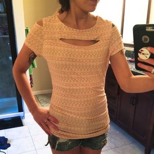 Candies cold shoulder peekaboo neck top